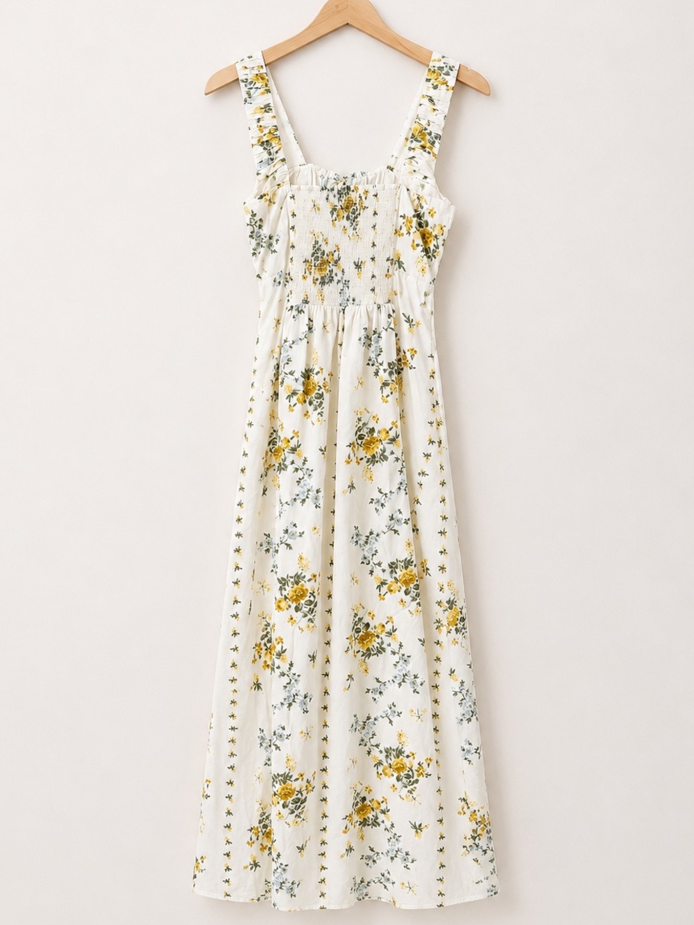 Caroline Constas Floral Boho Maxi Dress Ivory Yellow Cottagecore Smocked Bodice - Picture 10 of 15